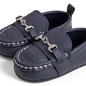 Baby Girl Boy Navy Blue Loafers Prewalker Moccasin Crib Shoes 11 (3-6 Months)